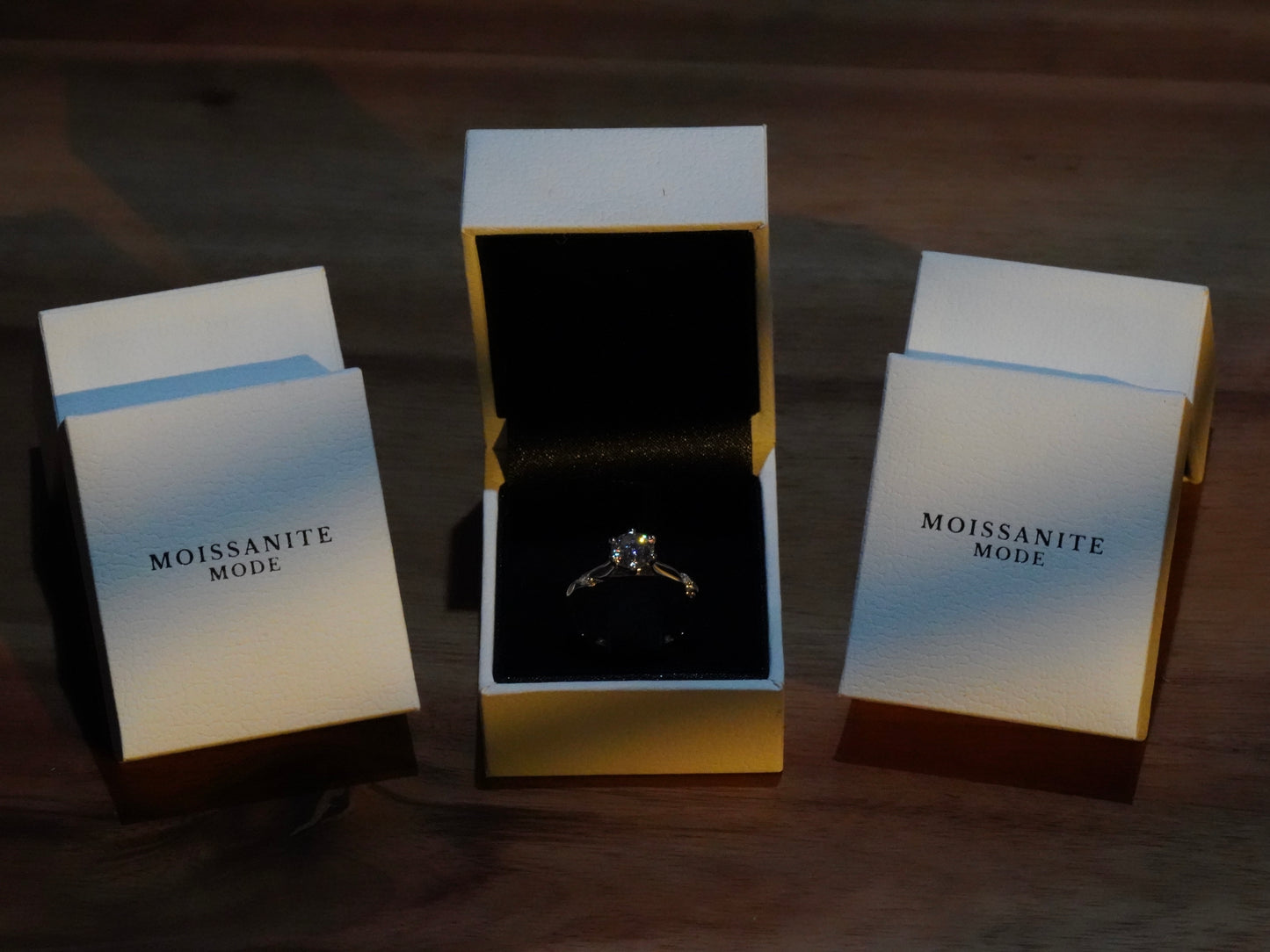 Moissanite Ring 925 Sterling Silber 18k Weißgold plattiert
