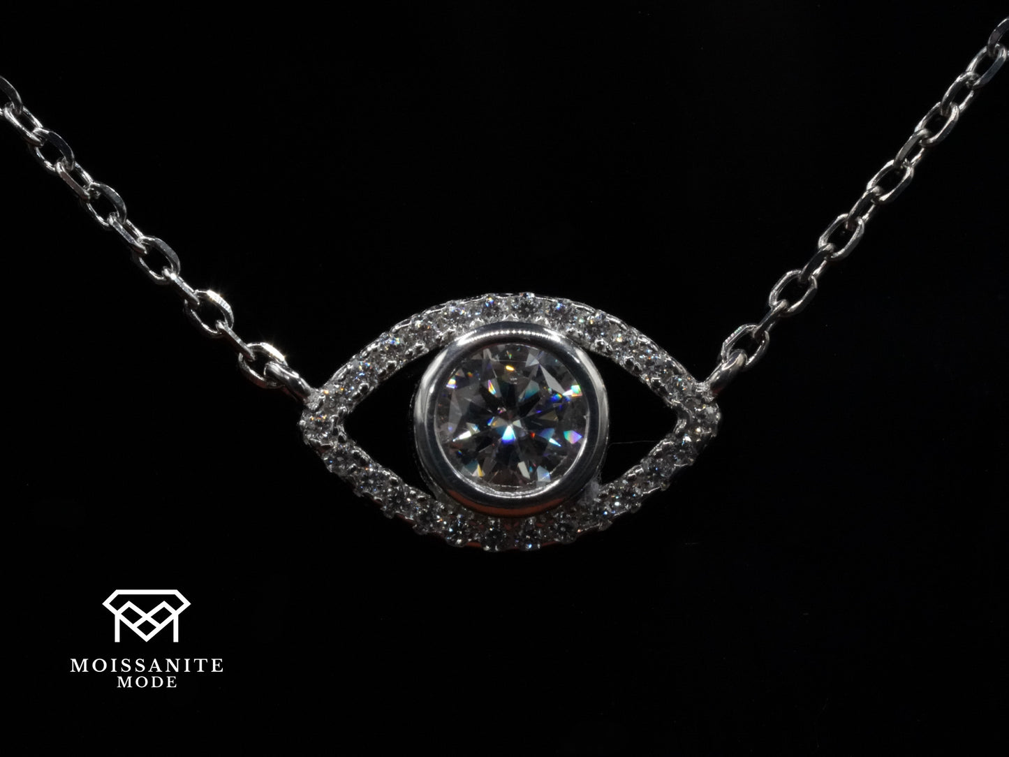 Sterling Silber Moissanite Kette mit Augen anhänger für Damen und Herren Unisex