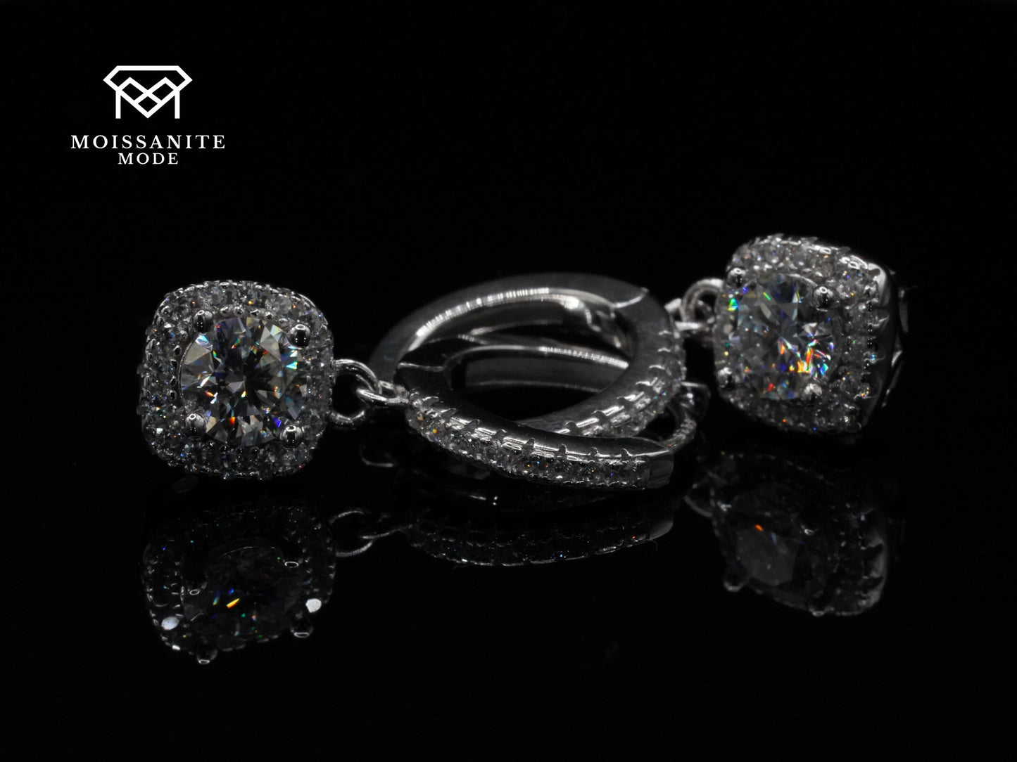 Moissanite Ohrringe Hängend mit größem funkendeln Steinen