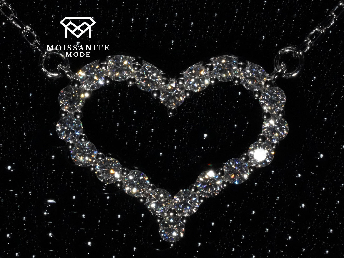 Moissanite Herz Kette mit 2mm Größen Moissaniten