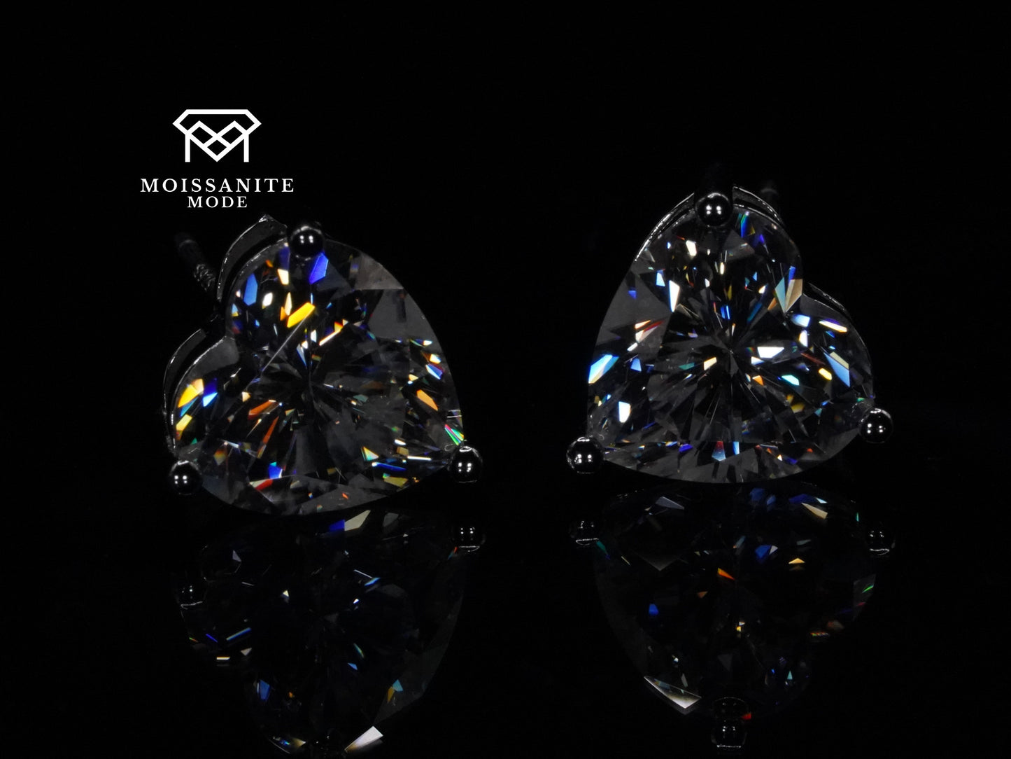 Moissanite Herz Ohrringe 925 Sterling Silber 18k Weißgold Plattierung