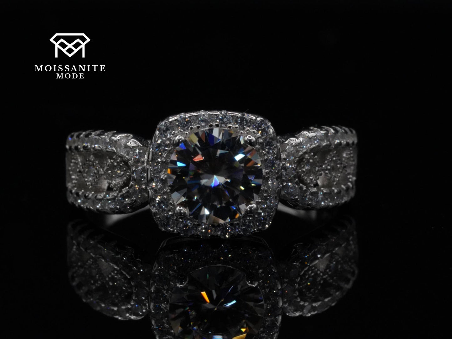 Massiver Sterling Silber Ring mit Moissanit für Herren und Damen