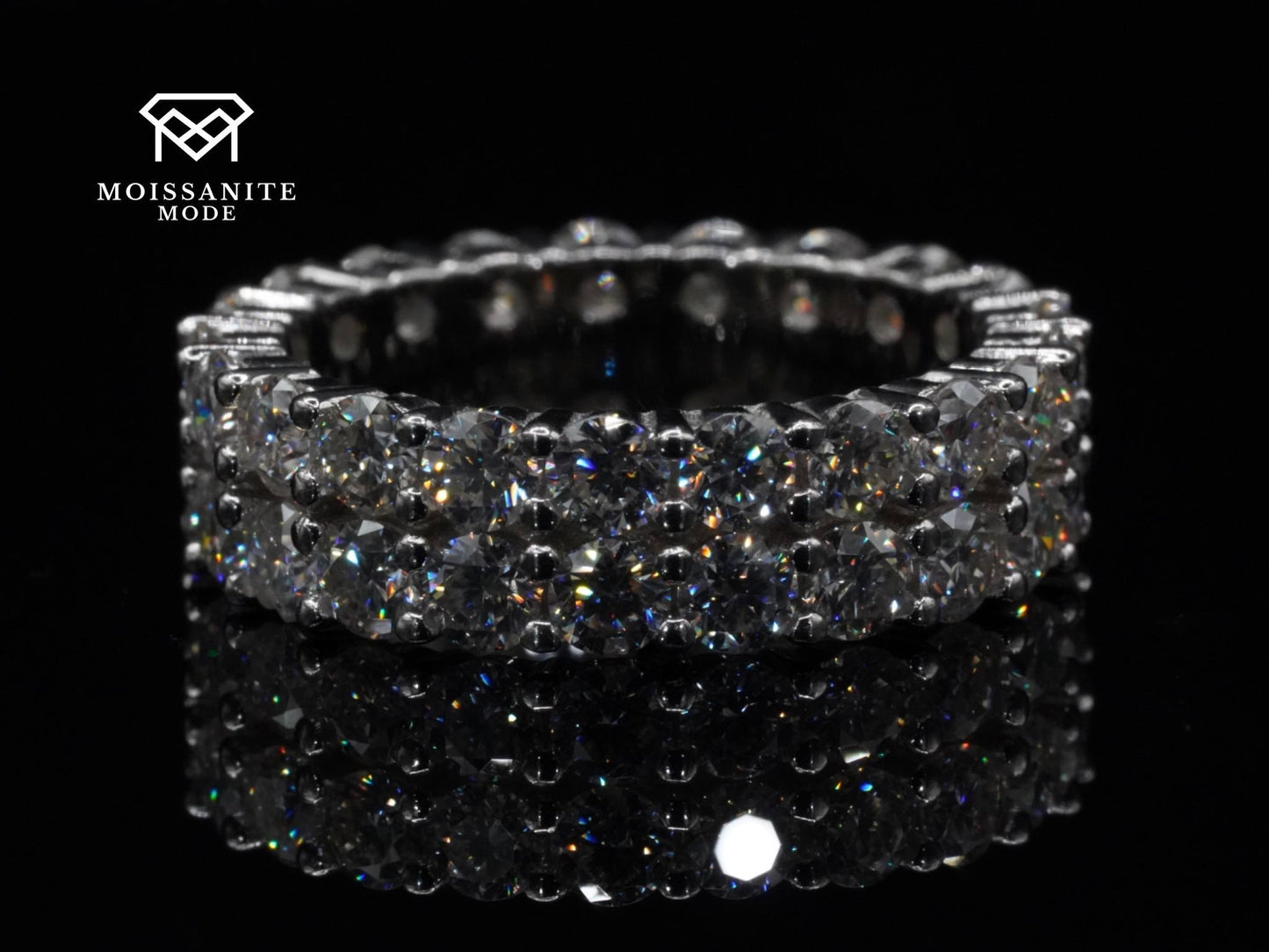 Großer massiver iced out Sterling Silber Moissanie Ring für Herren und Damen