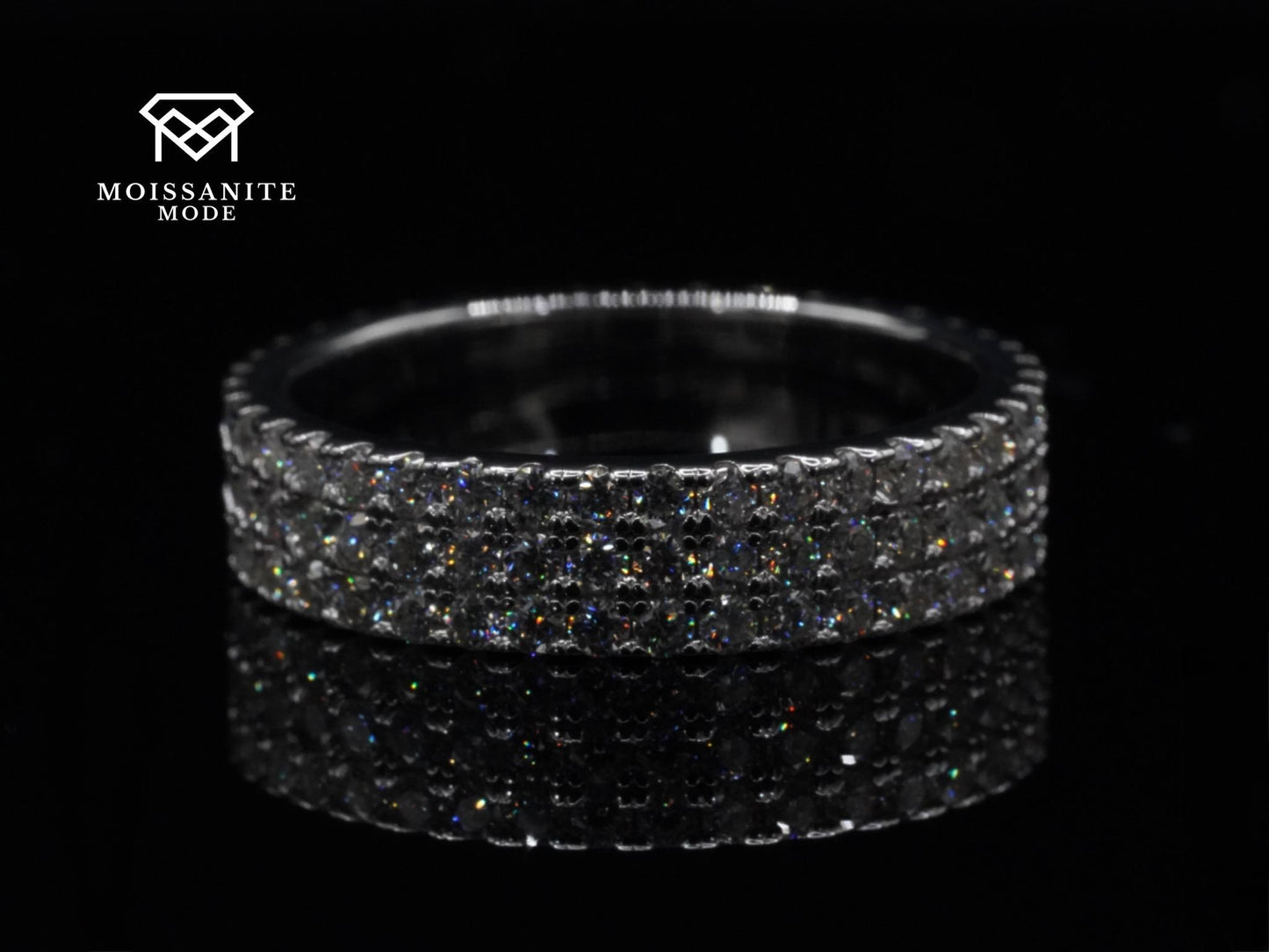 Iced Out Silber Moisanite Ring extem funkelnd mit kleinen Moissaniten Unisex