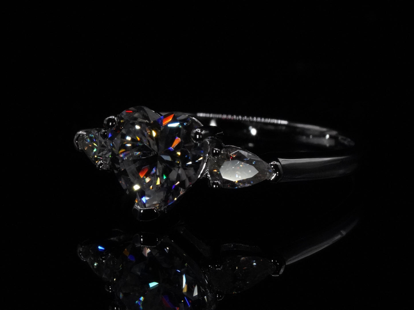 Moissanite Ring Herz 925 Sterling Silber 18k Weißgold Plattierung