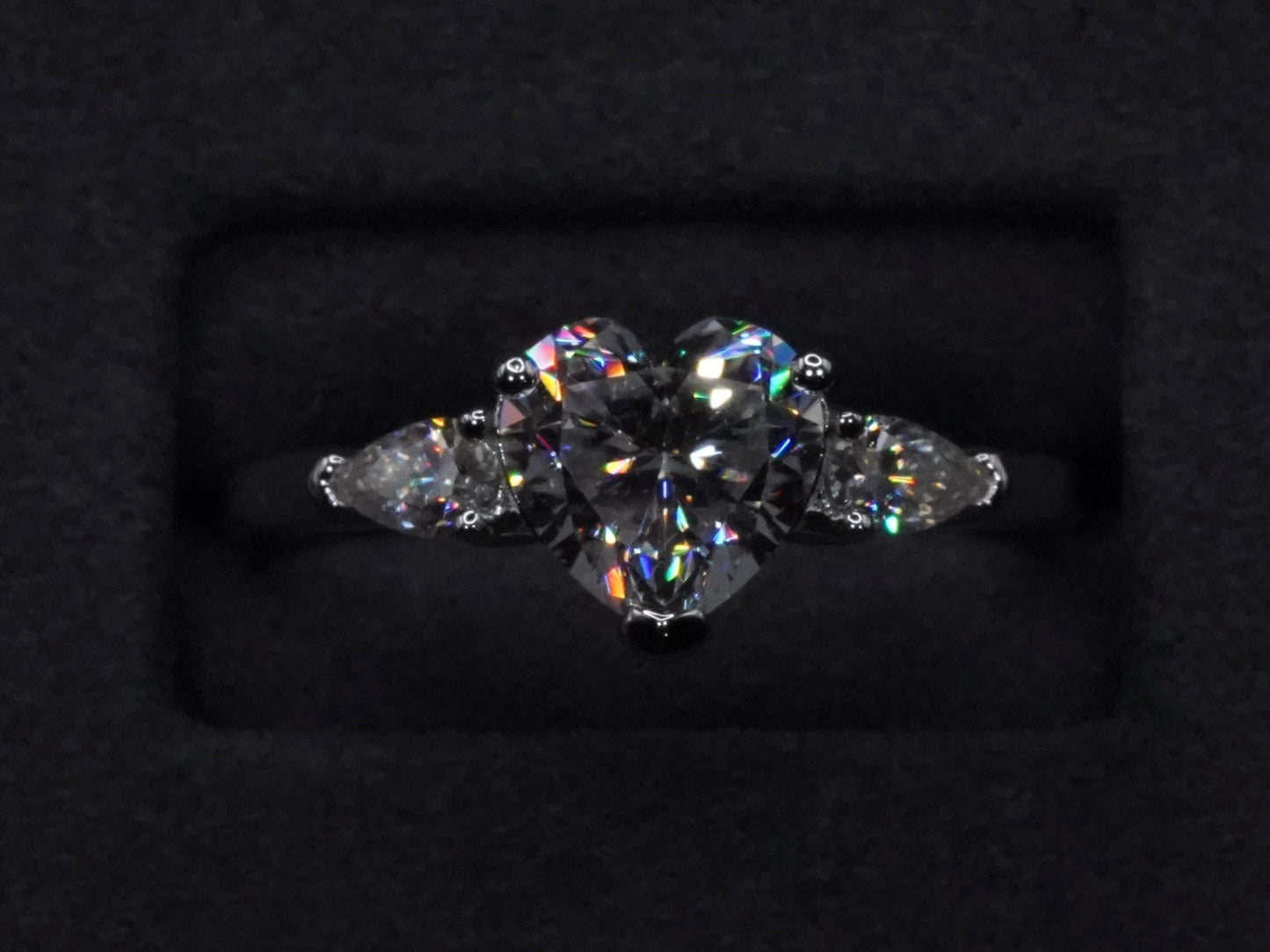 Moissanite Ring Herz 925 Sterling Silber 18k Weißgold Plattierung