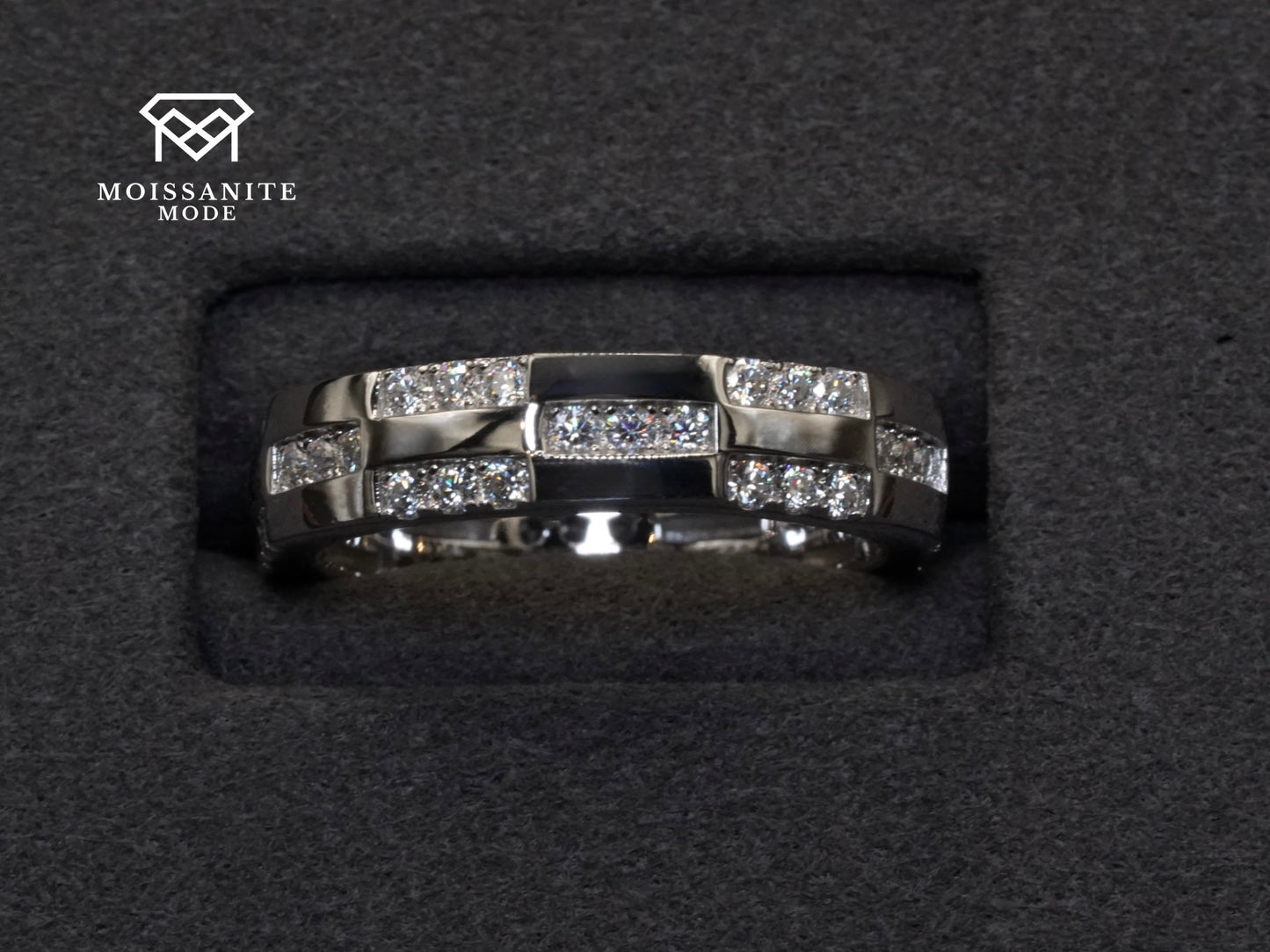 Moissanite Sterling Silber ring mit kleinen Moissaniten und gutem glanz