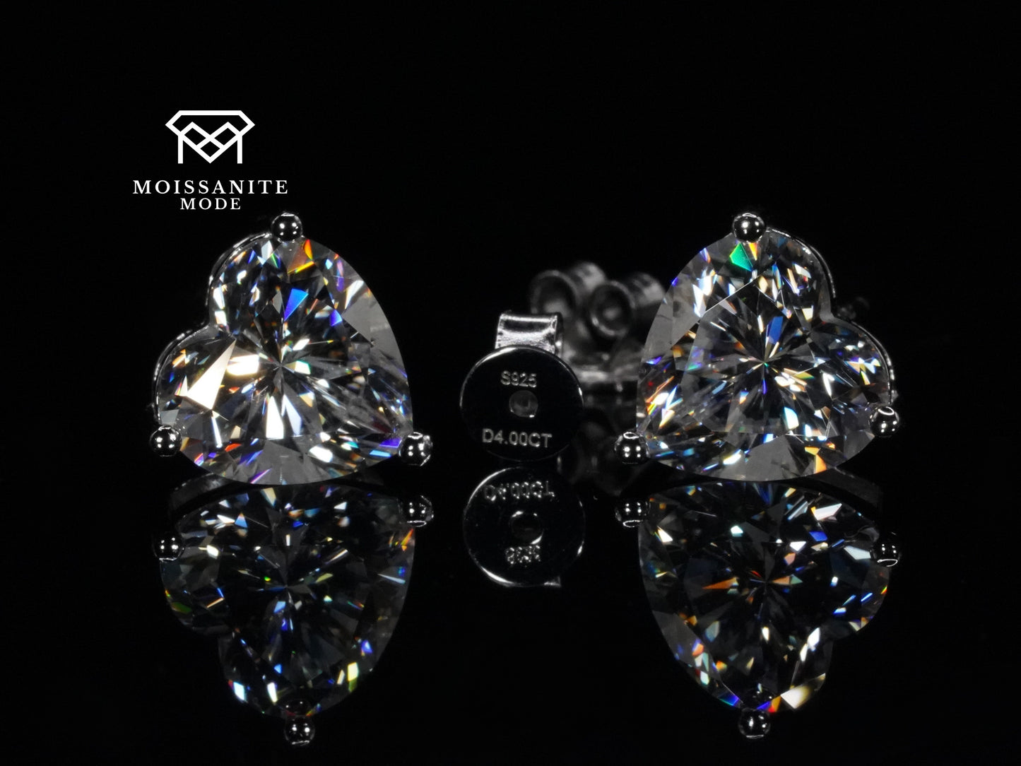 Moissanite Herz Ohrringe 925 Sterling Silber 18k Weißgold Plattierung