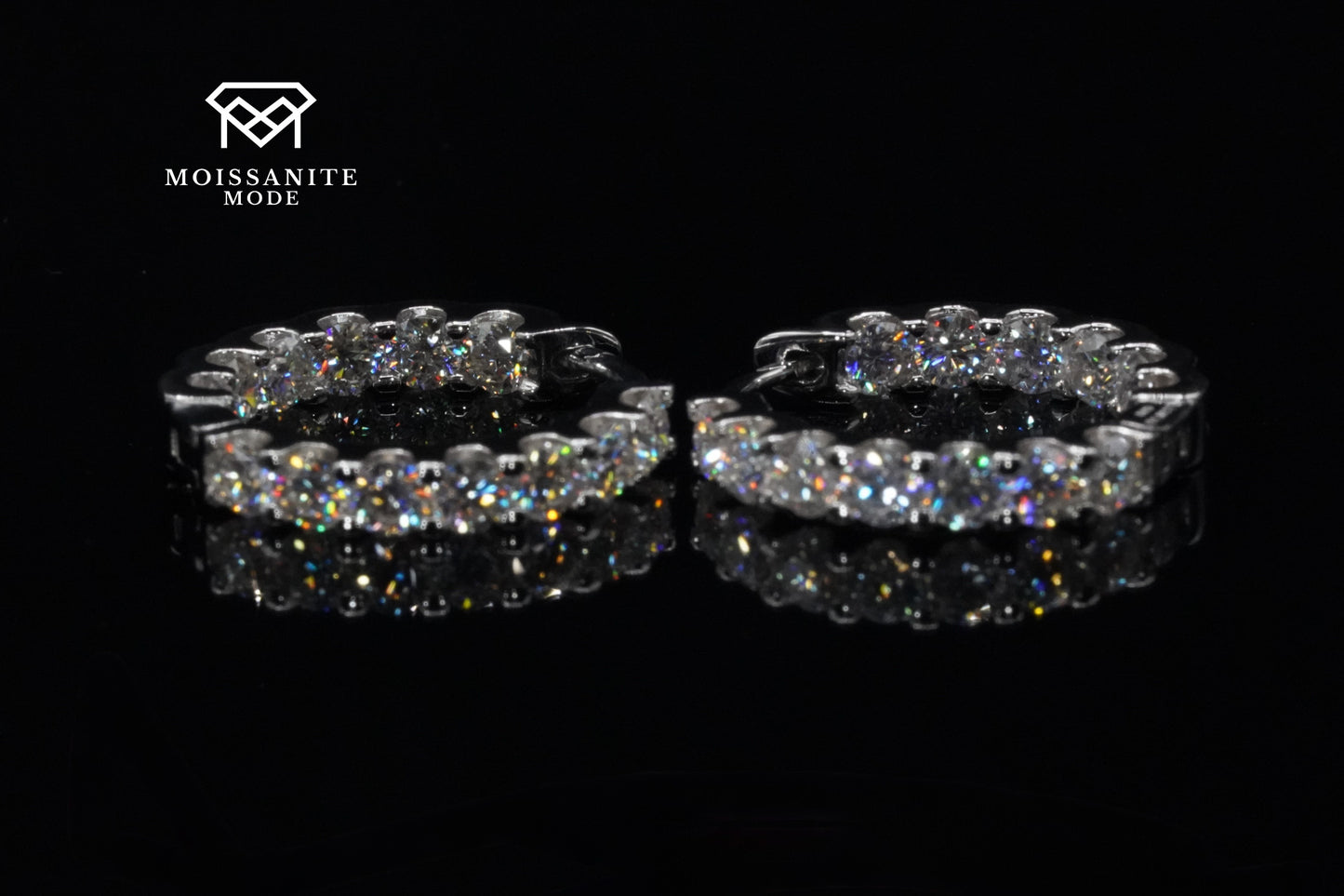 Silber Orringe mit Moissanite Rundund hängend mit 2,6ct und viel feuer