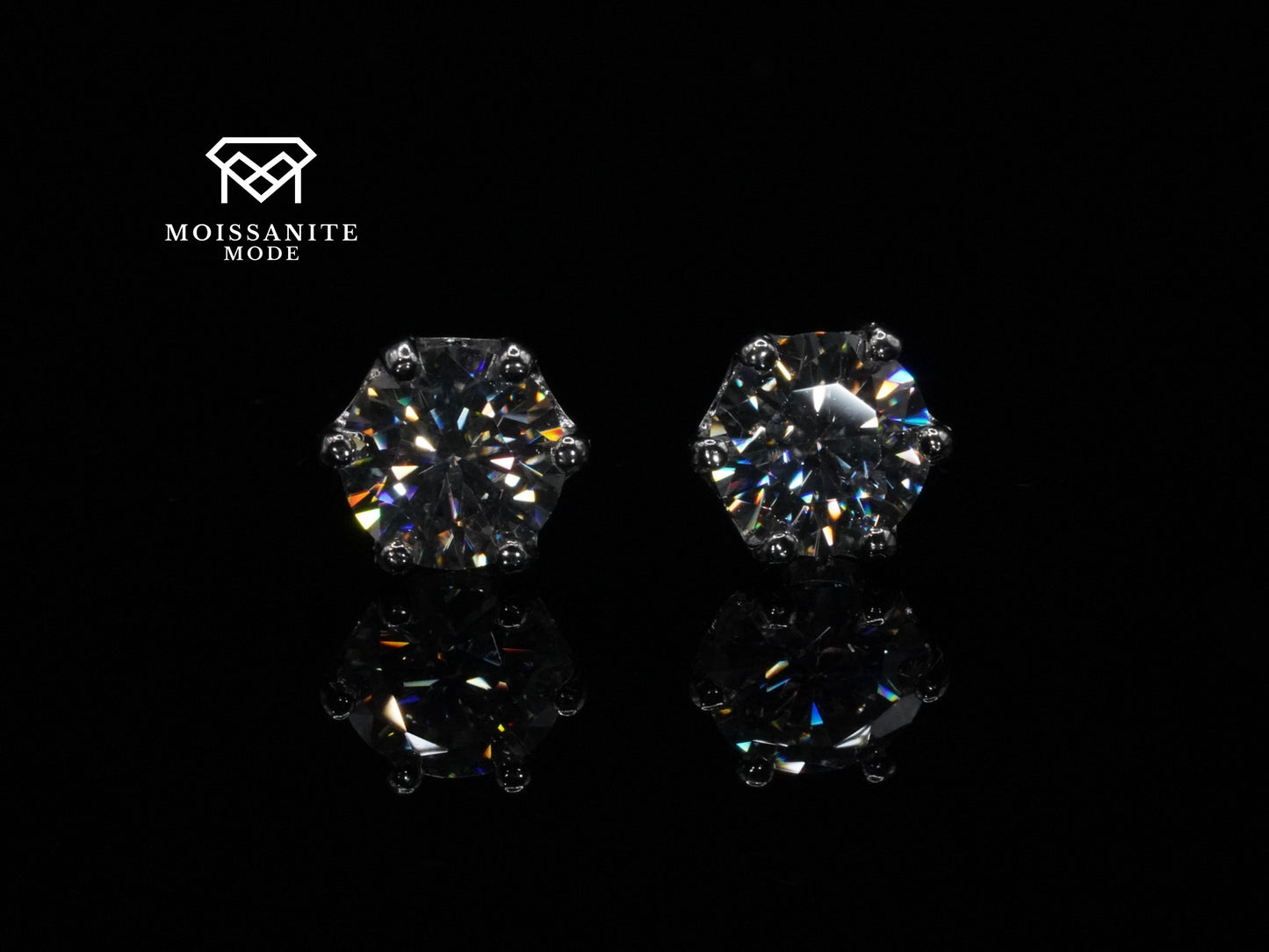 Massive moissanite Ohrringe mit Schraubverschluss und 8 Haltern