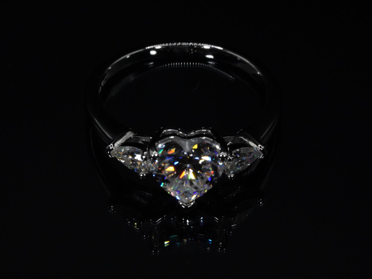 Moissanite Ring Herz 925 Sterling Silber 18k Weißgold Plattierung