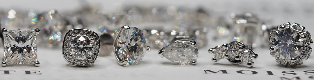 Moissanite Ohrringe in verschiedenen Groessen und Formen aus Silber
