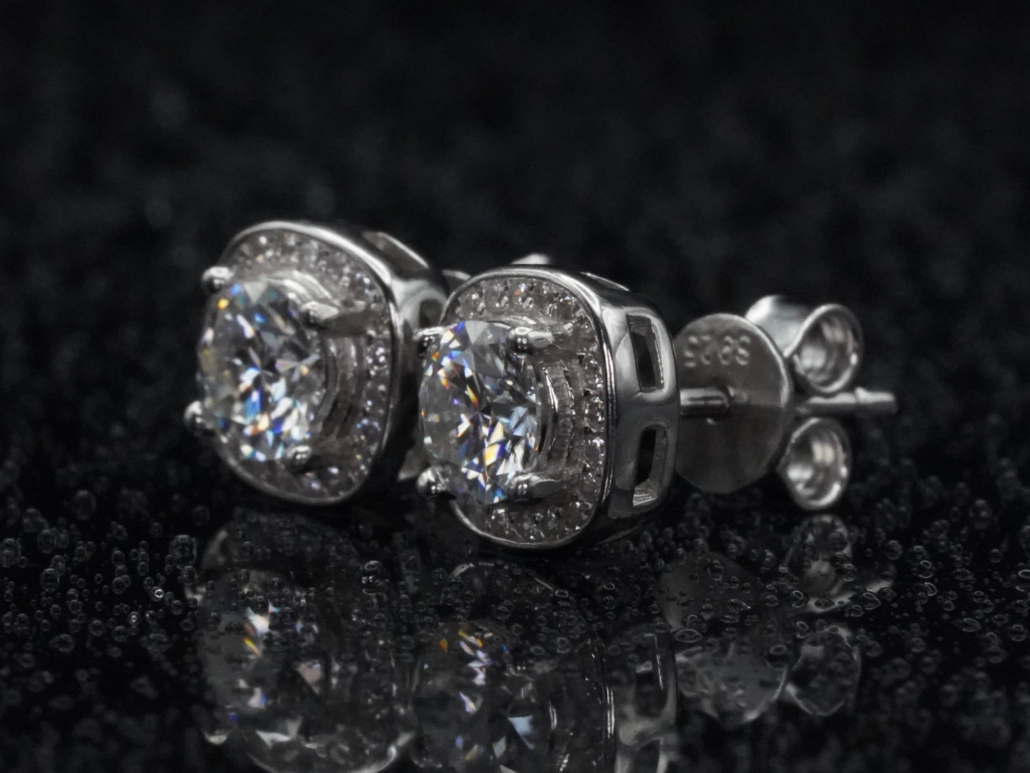 Moissanite Stecker Ohrringe 925 Sterling Silber
