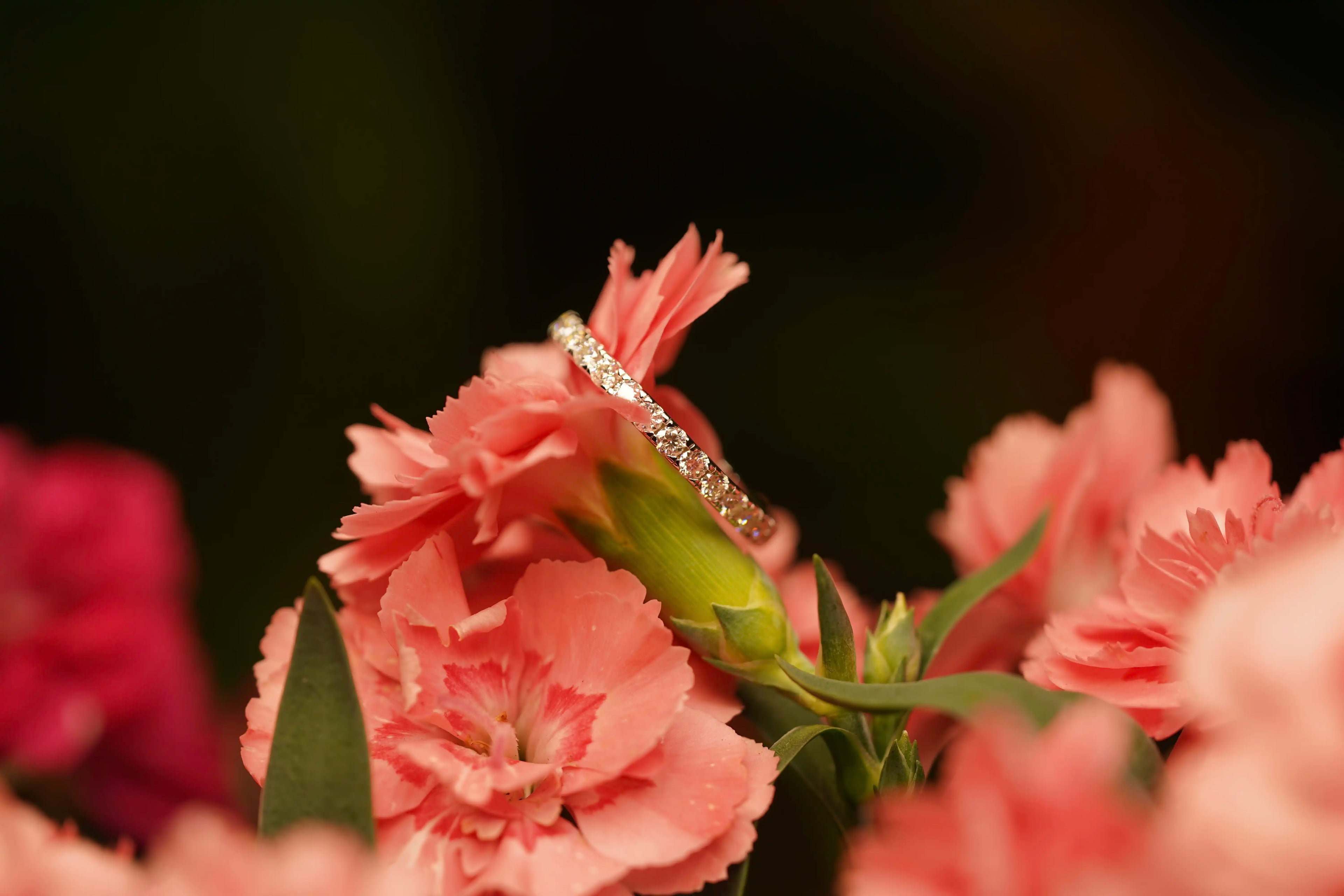 Moissanite Geschenk Verlobungsring aus Sterling Silber mit 18K Weißgold auf einer Blume
