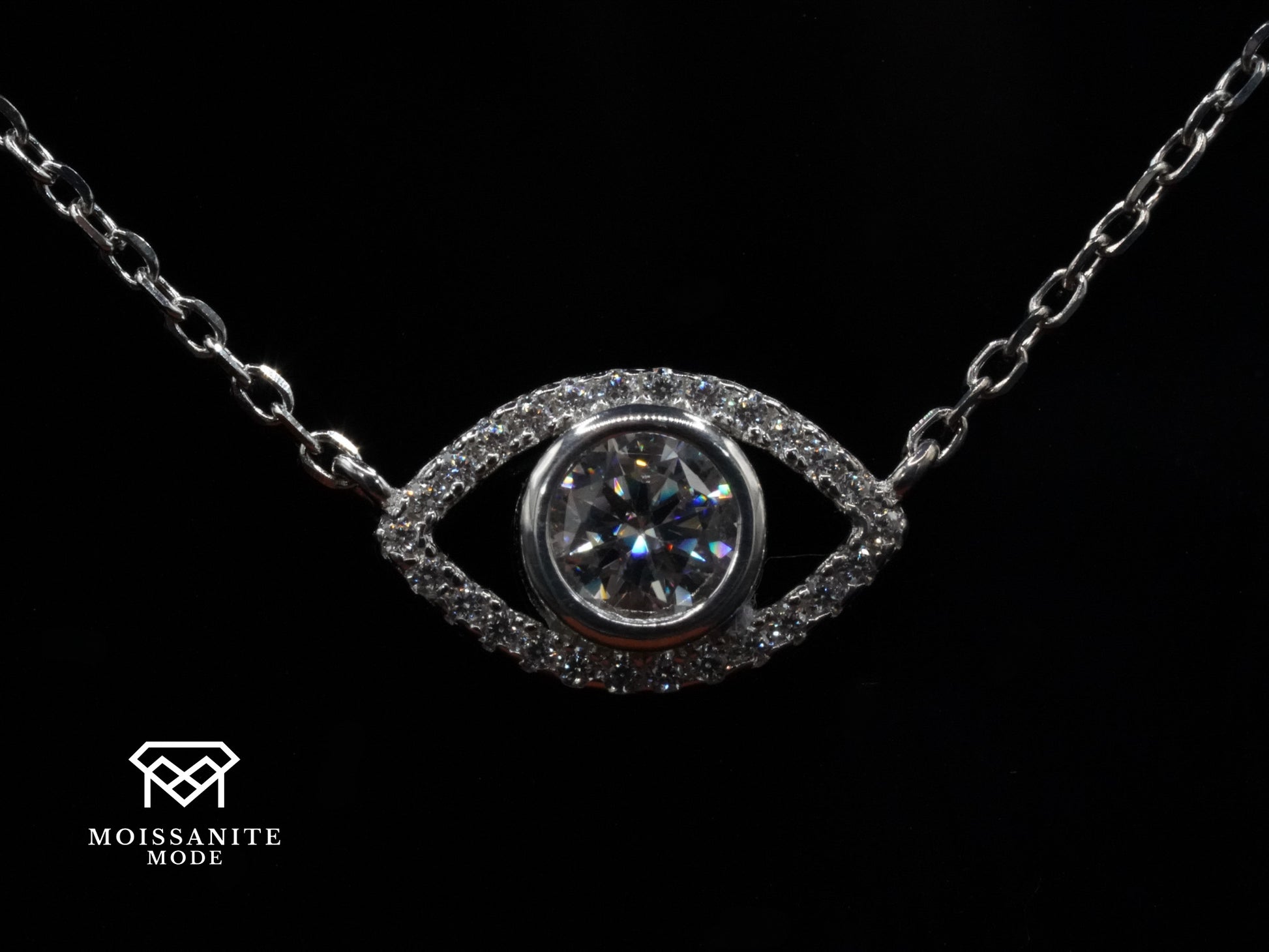Sterling Silber Moissanite Kette mit Augen anhänger für Damen und Herren Unisex