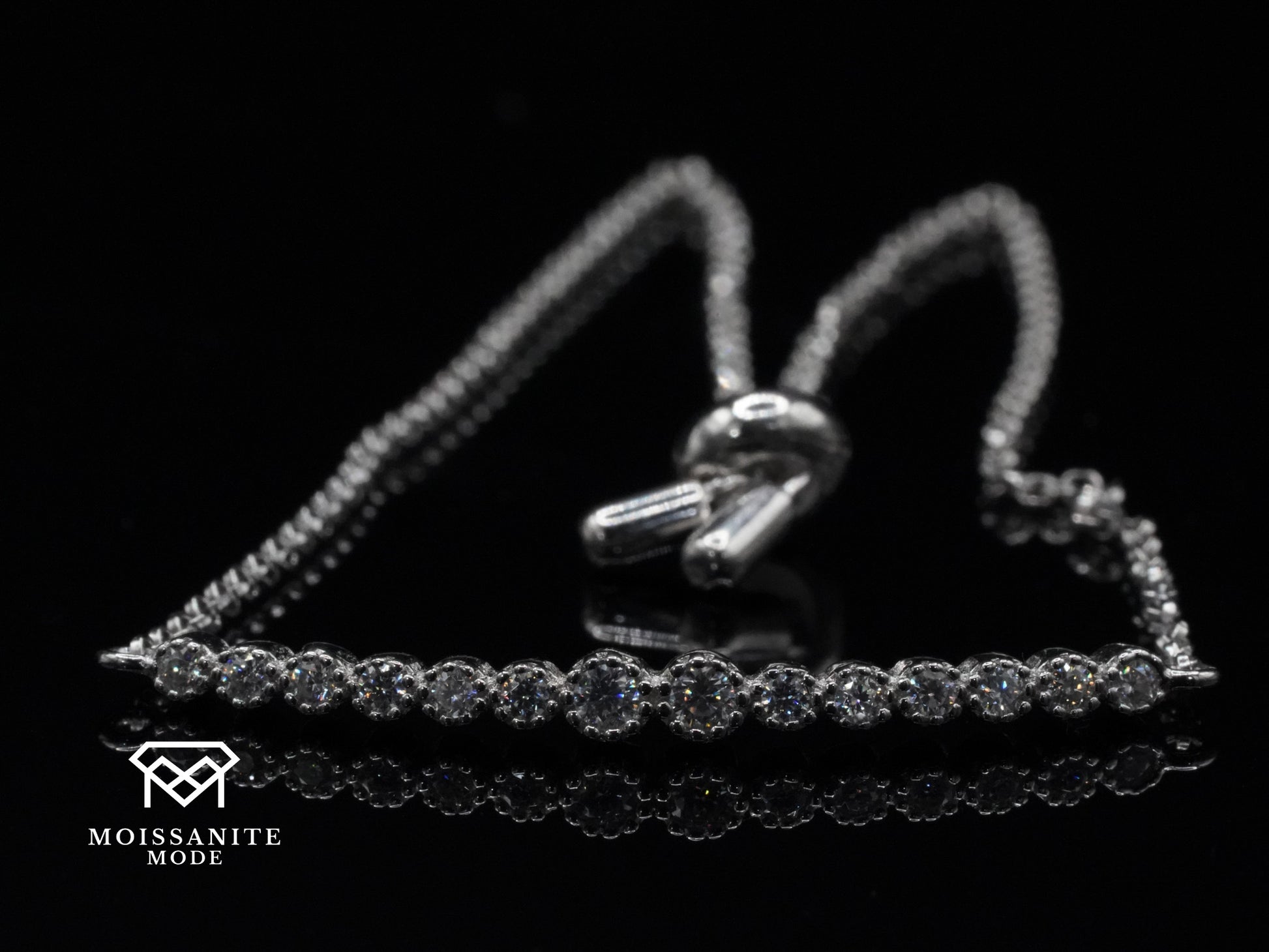 Silber Tennis Armband mit Moissaniten für Damen in verstellbarer Größe