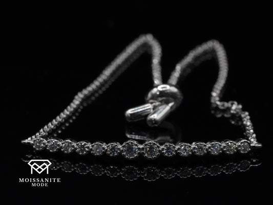 Silber Tennis Armband mit Moissaniten für Damen in verstellbarer Größe