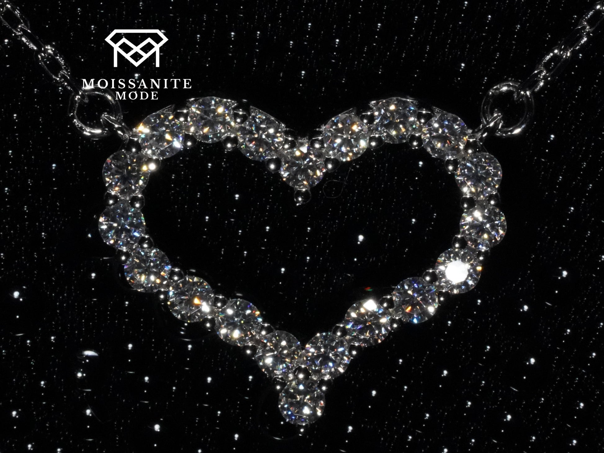 Moissanite Herz Kette mit 2mm Größen Moissaniten