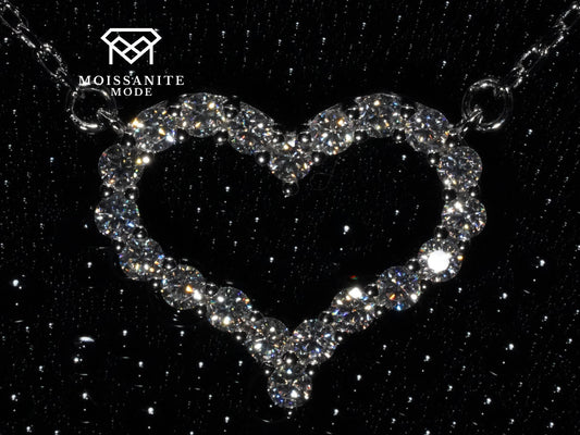 Moissanite Herz Kette mit 2mm Größen Moissaniten