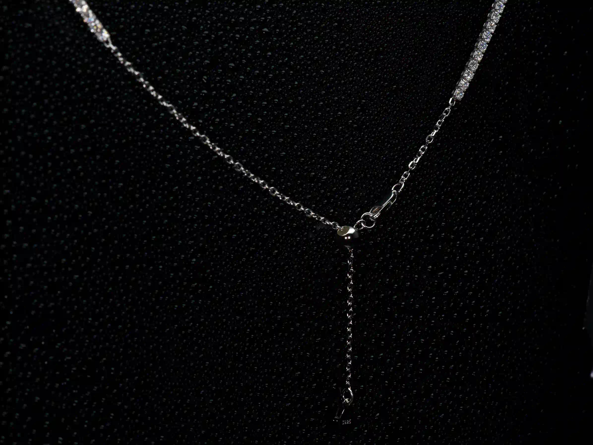 Moissanite Tennis-Kette 2mm, Verstellbar - 925 Silber & Weißgold