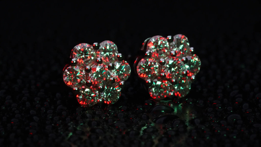 3mm Moissanite auf Moissanite Ohrringe in rundem Design sorgt für viel Glitzer