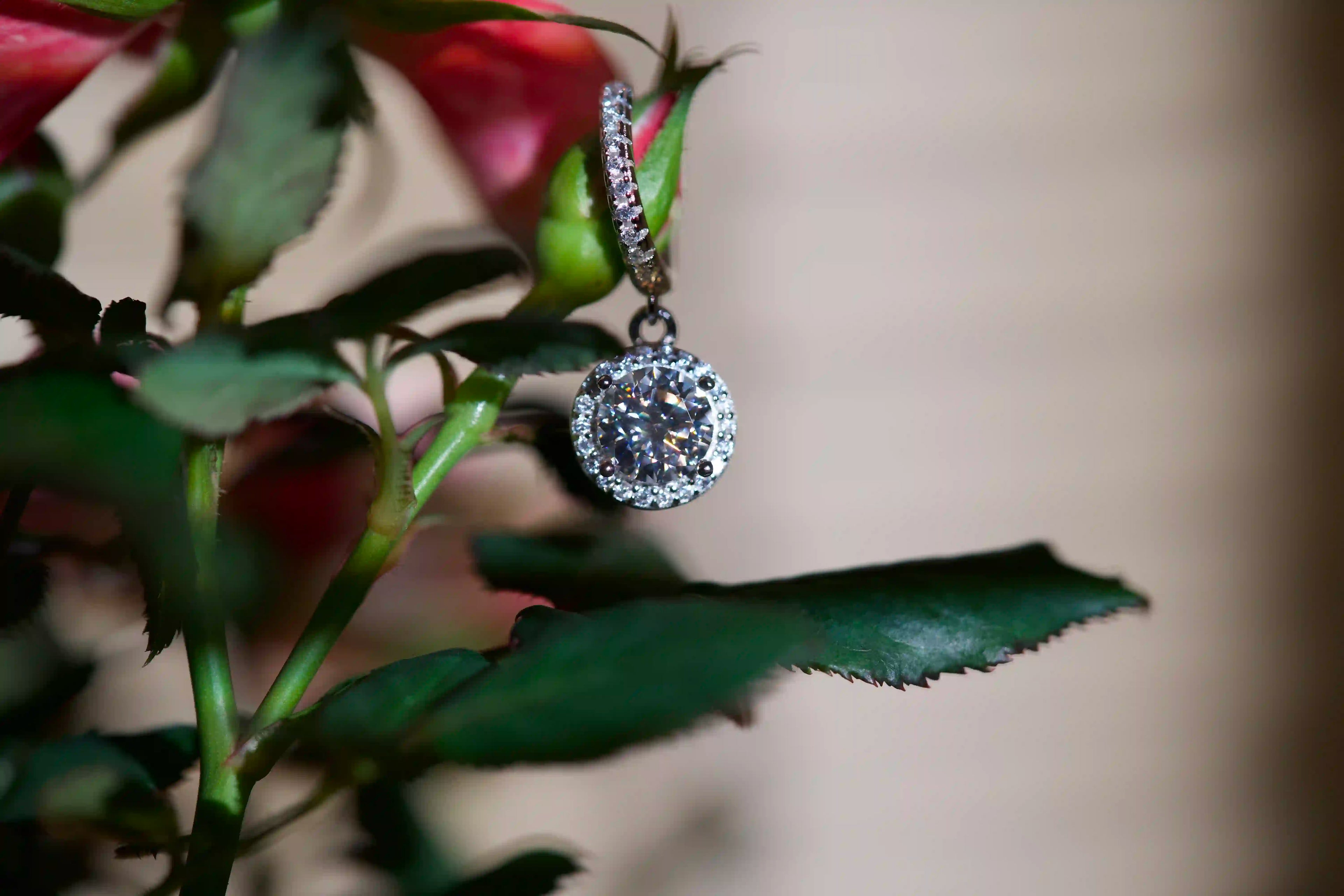 Elegante Moissanite Creolen mit 1ct Moissanite Brillant und Zirkonia Nebensteinen
