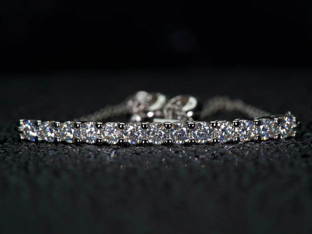 Echte Fotos: einfach verstellbares Moissanite Armband mit 3mm Brillanten und 1,3ct, stärkeres Funkeln als Diamanten im echten Licht