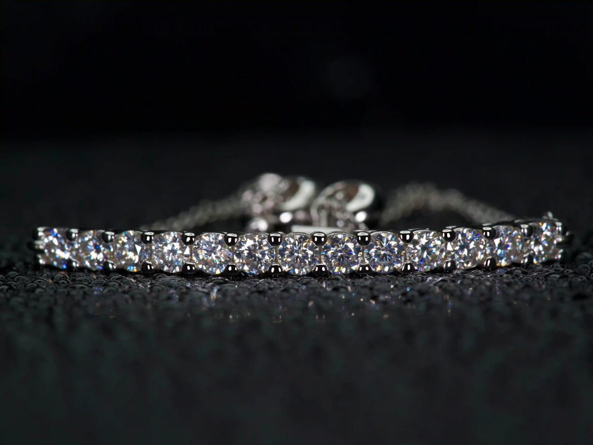 Echte Fotos: einfach verstellbares Moissanite Armband mit 3mm Brillanten und 1,3ct, stärkeres Funkeln als Diamanten im echten Licht