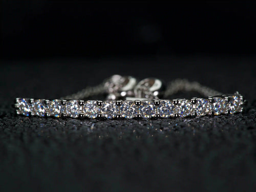 Echte Fotos: einfach verstellbares Moissanite Armband mit 3mm Brillanten und 1,3ct, stärkeres Funkeln als Diamanten im echten Licht