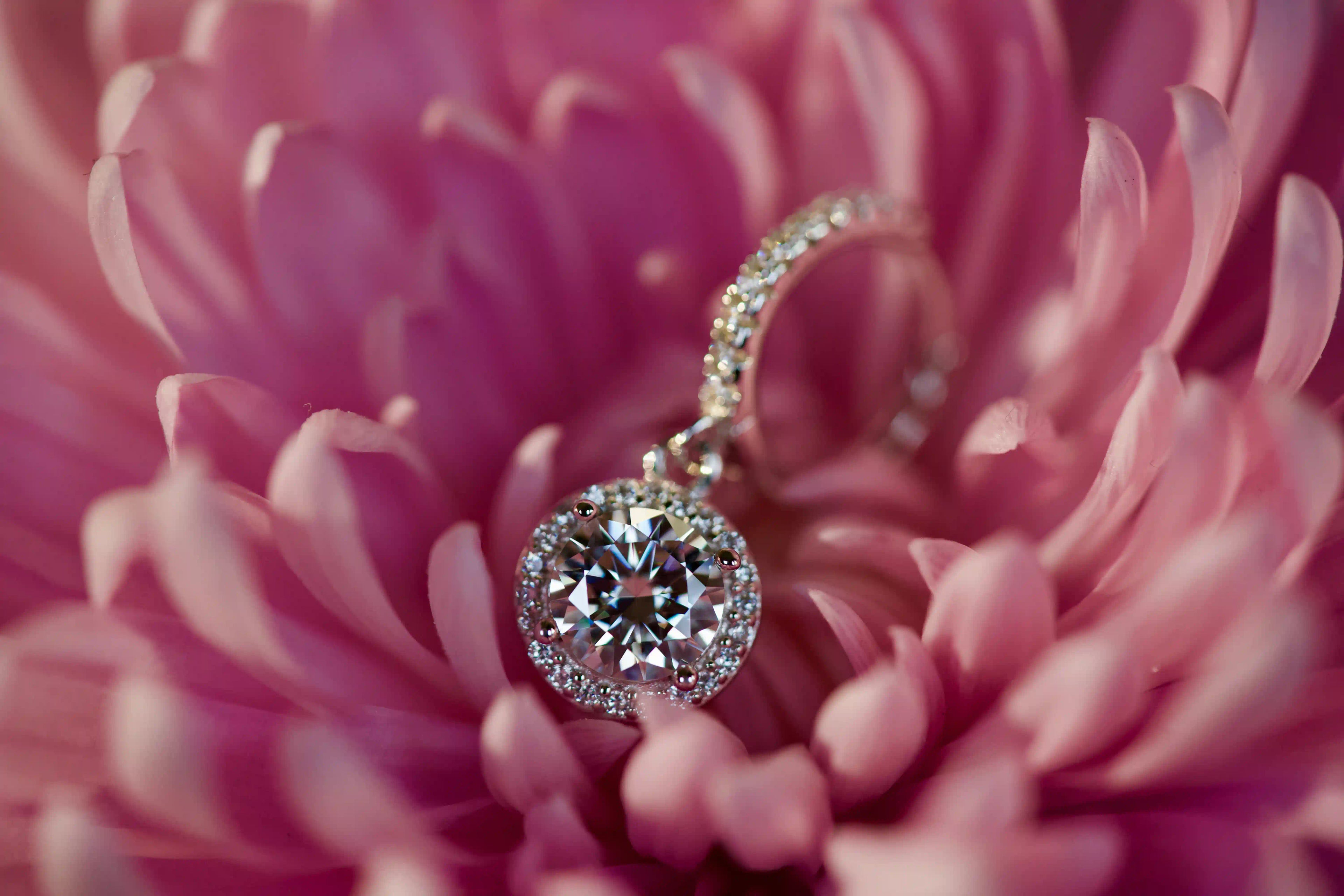 Echte Fotos von Moissanite Creolen mit rundem 1 ct Halo Anhänger im echten Licht. Stärkeres Funkeln als bei Diamanten durch beweglichen Halo Anhänger und funkelnde Nebensteine mit diamantähnlicher Härte für langlebigen Glanz im Alltag. Elegante Creolen aus 925 Silber und Weißgold als besonderes Geschenk das lange in Erinnerung bleibt.