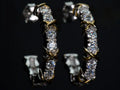 Echte Fotos zeigen Moissanit Creolen 3mm mit 1ct pro Ohrring frontal im echten Licht, extremes Funkeln stärker als Diamant, 925 Silber mit Weißgold und Gelbgold Veredelung sichtbar