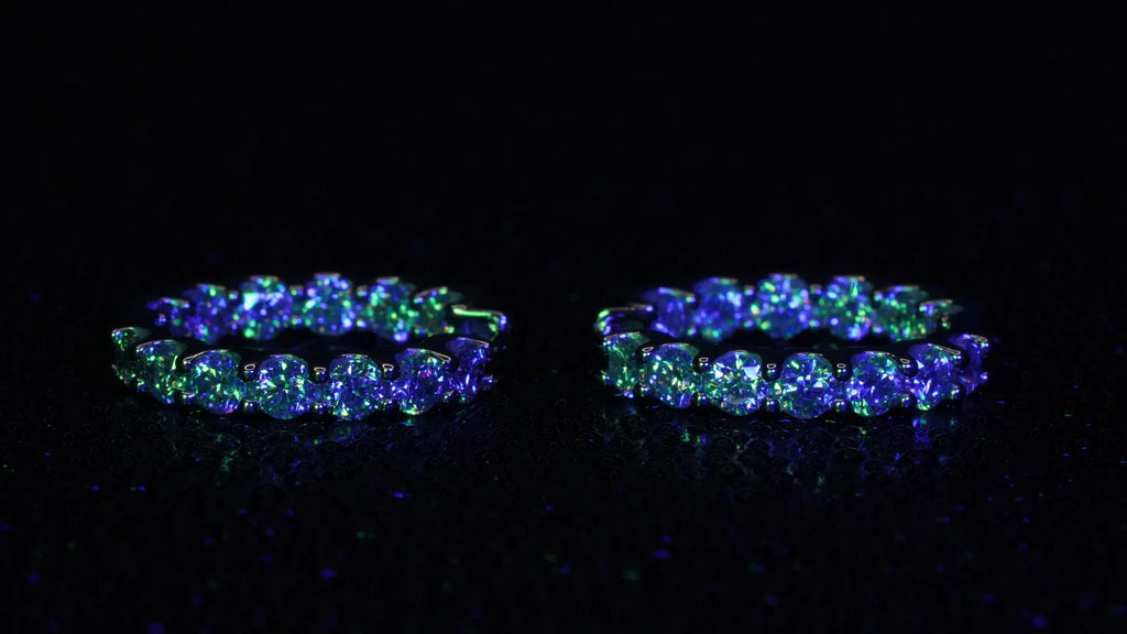 Rund herum Besetzte Moissanite Creolen aus Sterling Silber. Wasserfest und non-fading.
