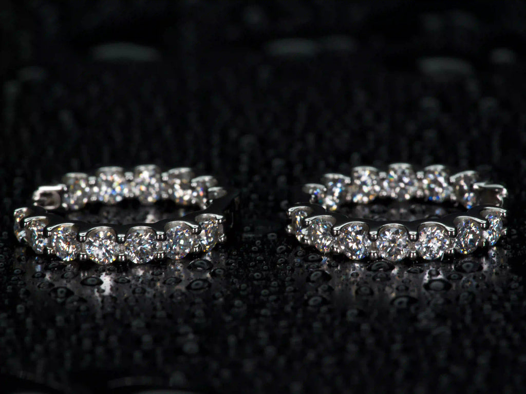 Echte Fotos – Moissanite Creolen 2,6 ct mit extremem Funkeln im Diamant Vergleich, 925 Silber & Weißgold, realistische Lichtreflexe