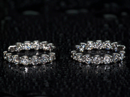 Echte Fotos – Moissanite Creolen 2,6 ct mit extremem Funkeln im Diamant Vergleich, 925 Silber & Weißgold, realistische Lichtreflexe