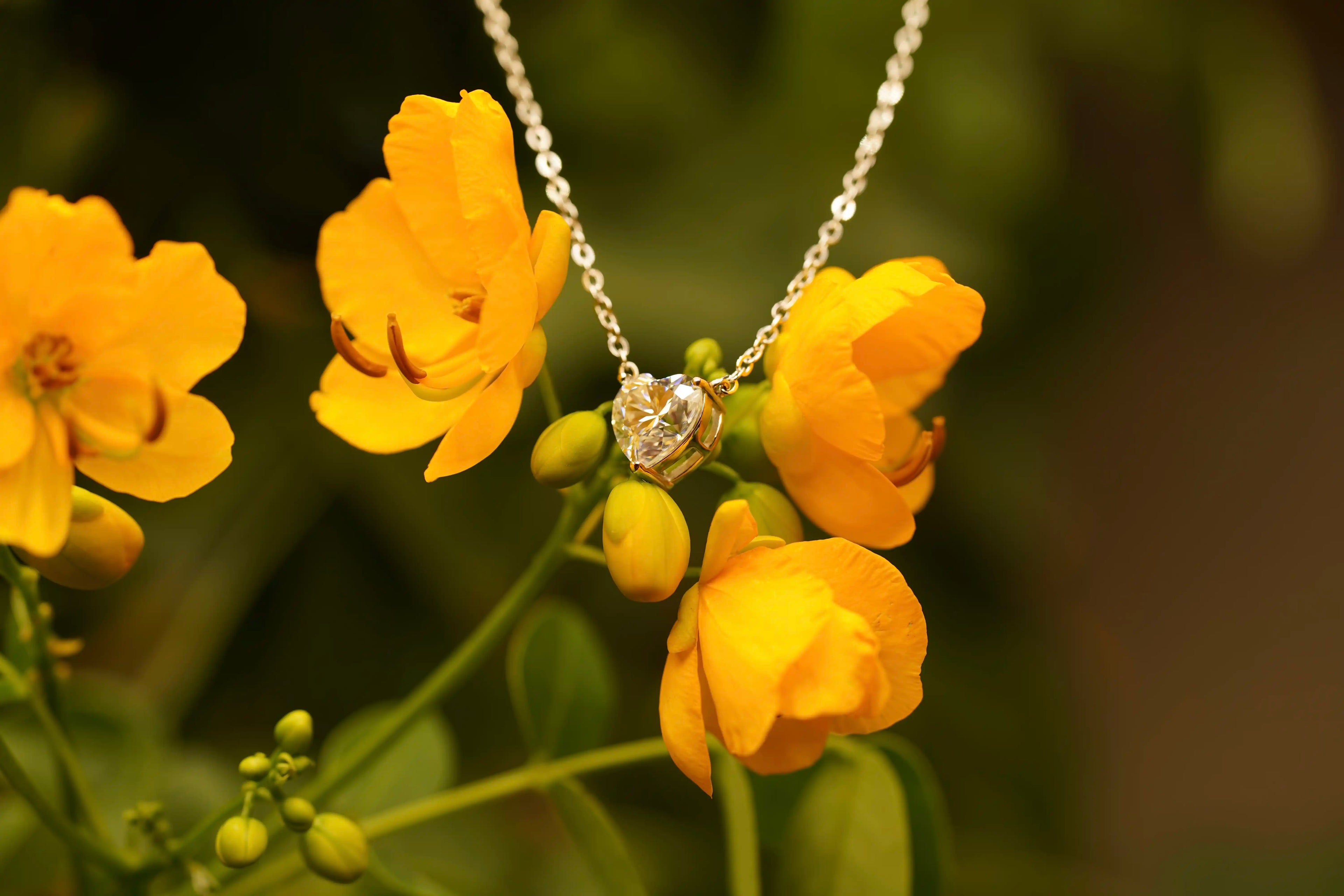 Moissanite Schmuck Damen Geschenk Kette mit Moissnaite Schmuck Stein in Herz Schliff gefasst in 925 Silber