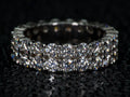Moissanite Doppel Eternity Ring 2 Reihen 3mm im echten Licht, extrem starkes Funkeln wie Diamant sichtbar, echte Fotos ohne KI 925 Silber Weißgold