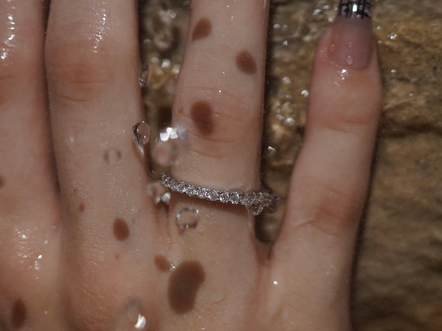 Moissanite Eternity Ring mit Wasser tropfen und 2mm Moissaniten