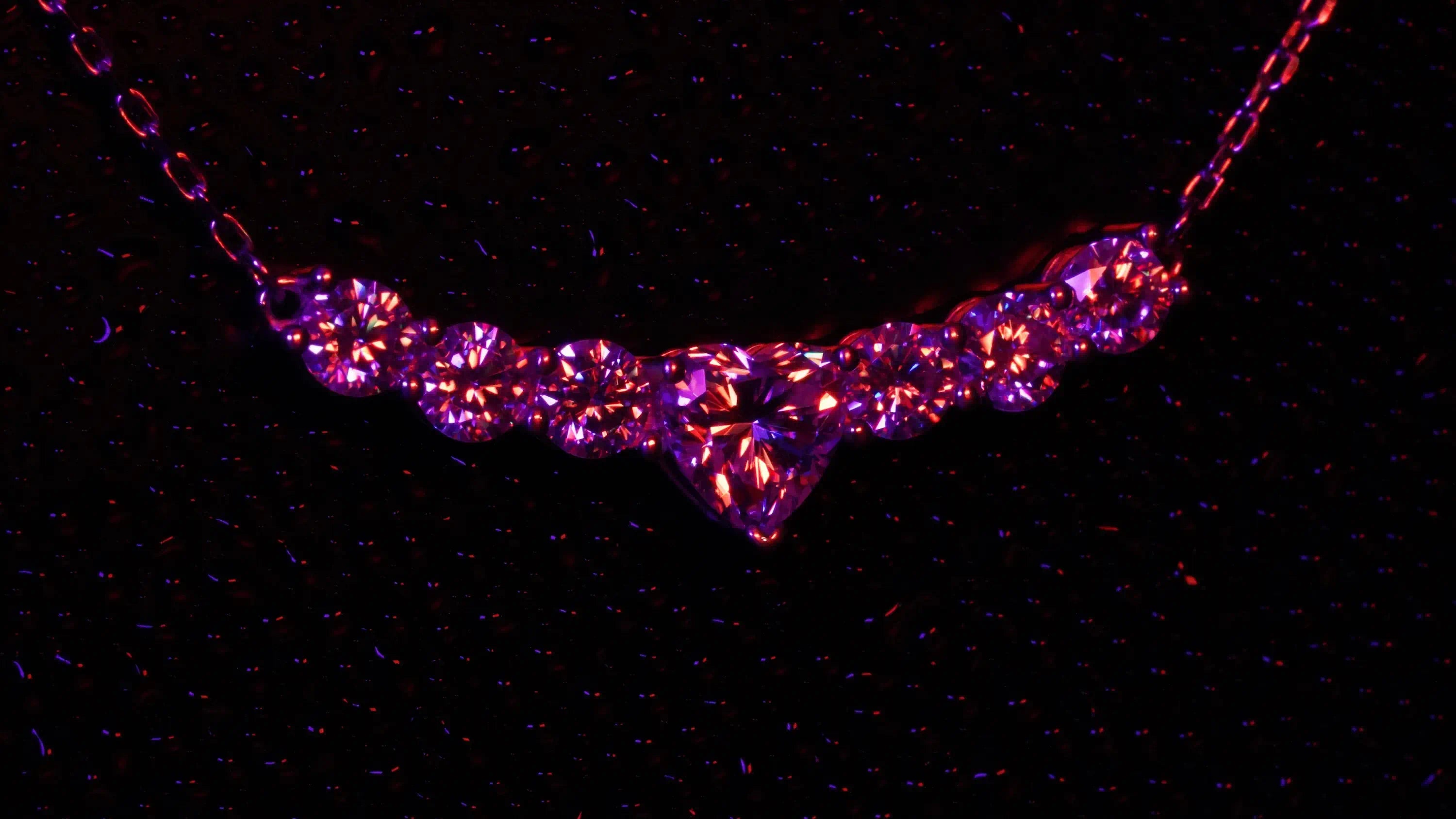 Moissanite Schmuck Kette mit Anhänge in Lila und Gold Licht