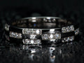 Moissanite Ring 3 Reihen frontal im echten Licht mit extrem starkem Funkeln, wirkt wie Diamant, echte Fotos ohne KI 925 Silber Weißgold