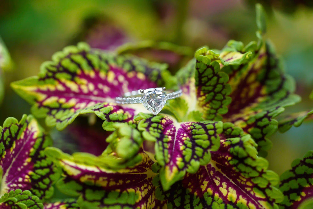 Funkelnder Moissanite Ring mit Herz schliff Moissanite Stein