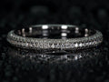 Echte Fotos – Moissanite Pavé Ring 1mm mit starkem Funkeln im direkten Vergleich zu Diamant, 925 Silber & Weißgold, extrem realistische Lichtreflexe