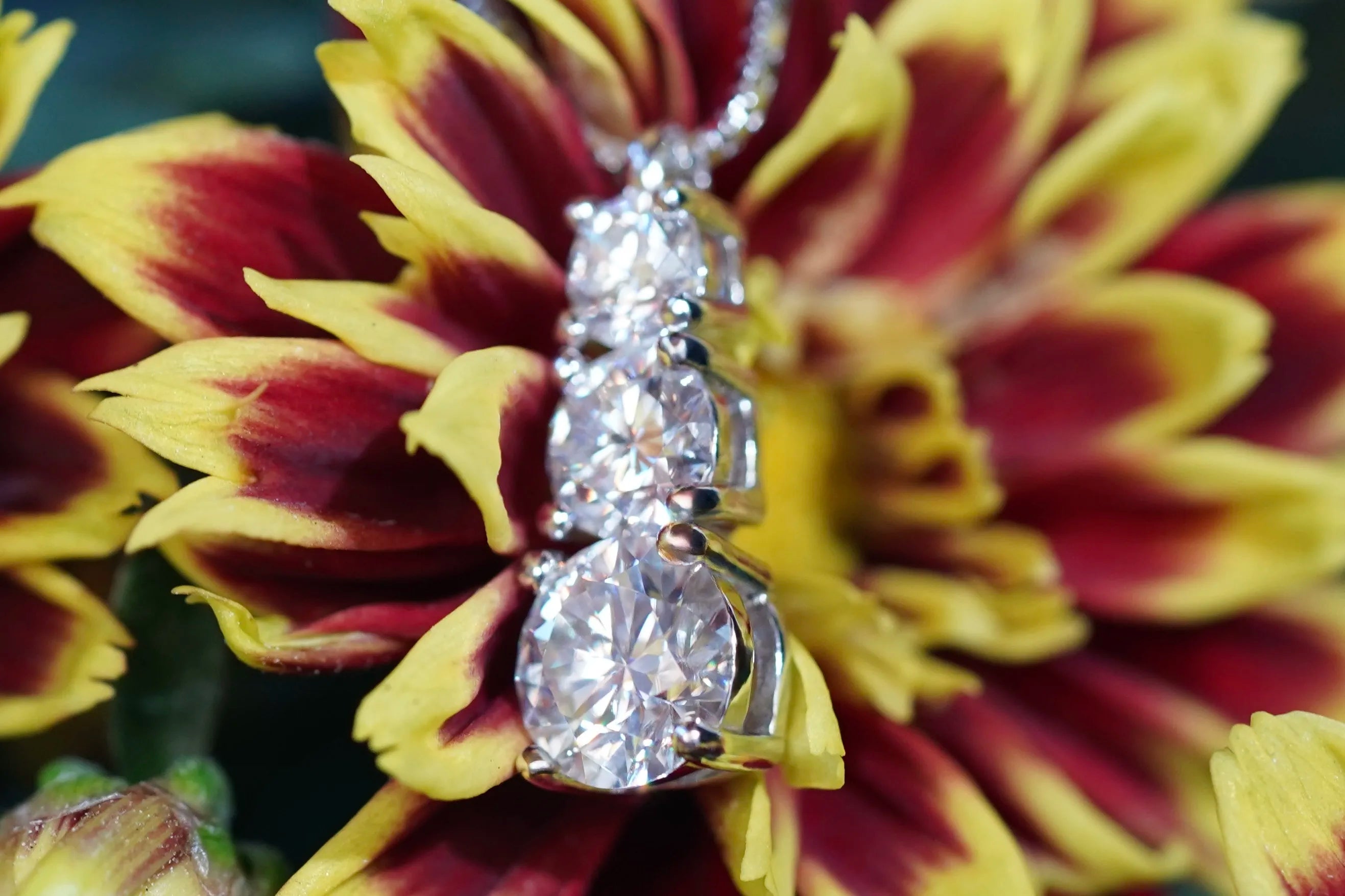 Moissanite Schmuck Kette mit Moissanite Schmuck Steinen im Brillant Schliff auf dem Anhänger aus Silber