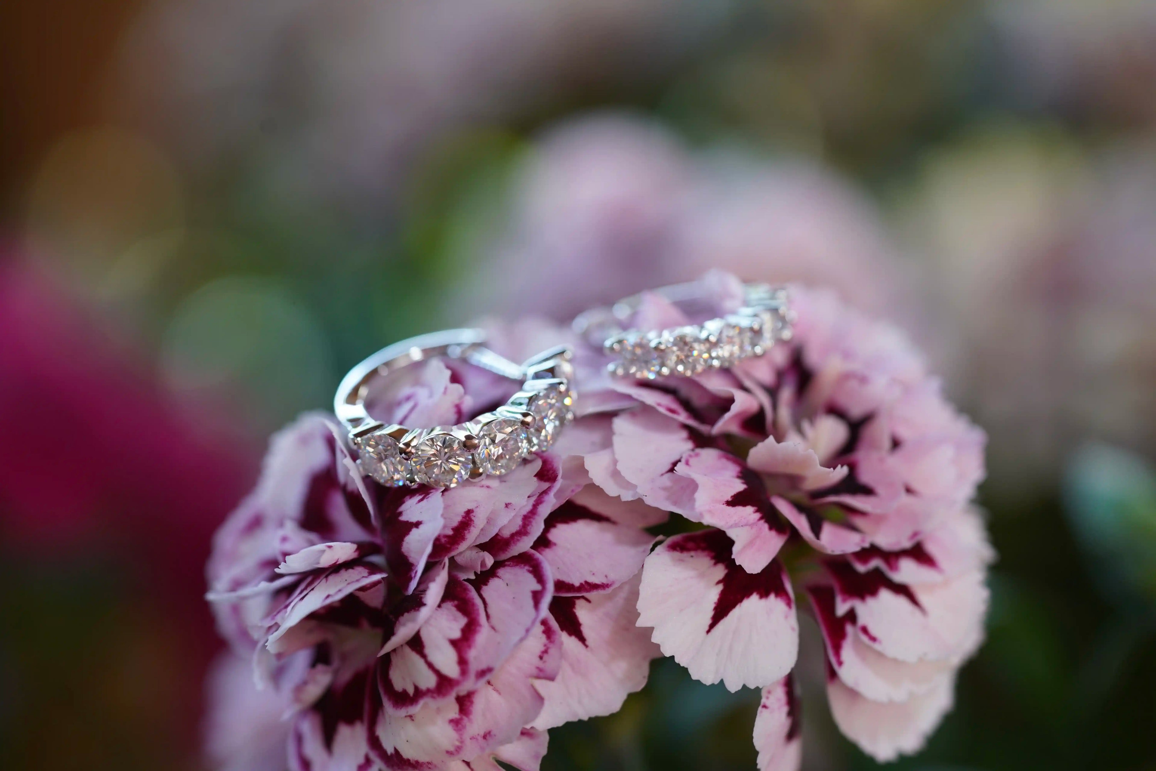 Funkelnde Moissanite Schmuck Ohrringe mit 5 grossen  Moissanite Steinen auf jedem Ohrring