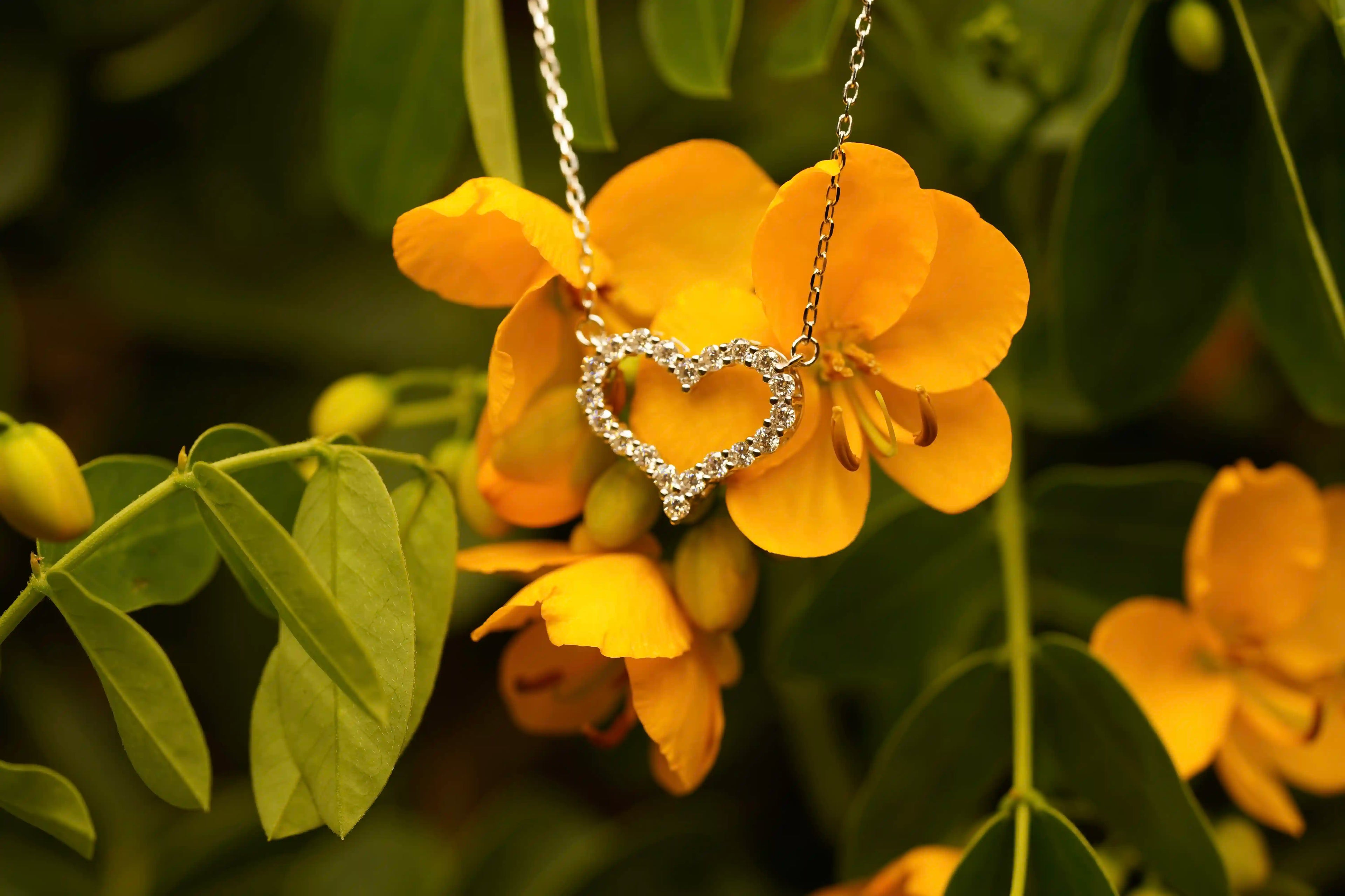 Moisanite Schmuck aus Sterling Silber mit vielen kleine 2mm Moissaniten angeordnet in Herz form