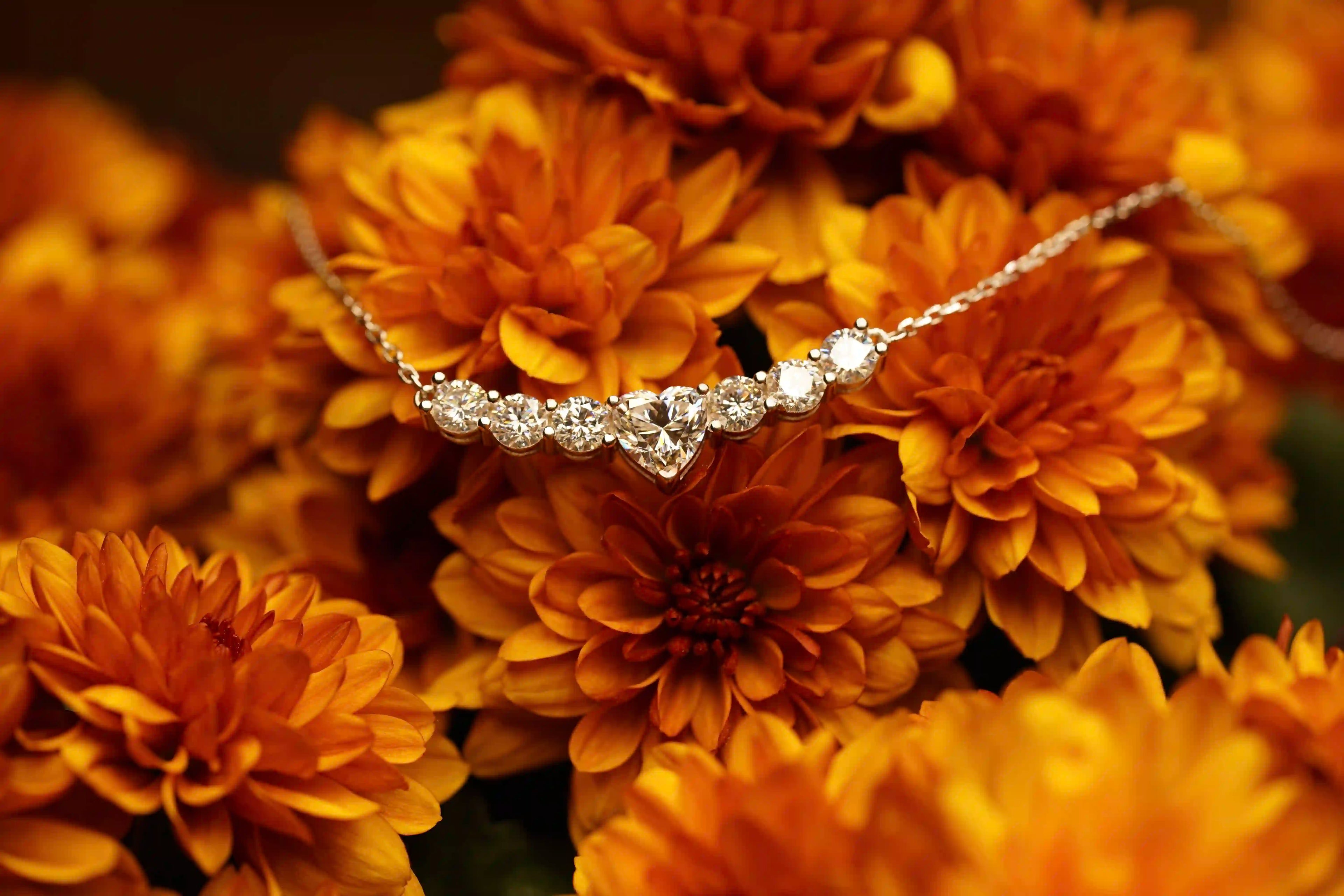 Moissanite Herz und Brillant Anhänger an einer Sterling Silber Schmuck Kette