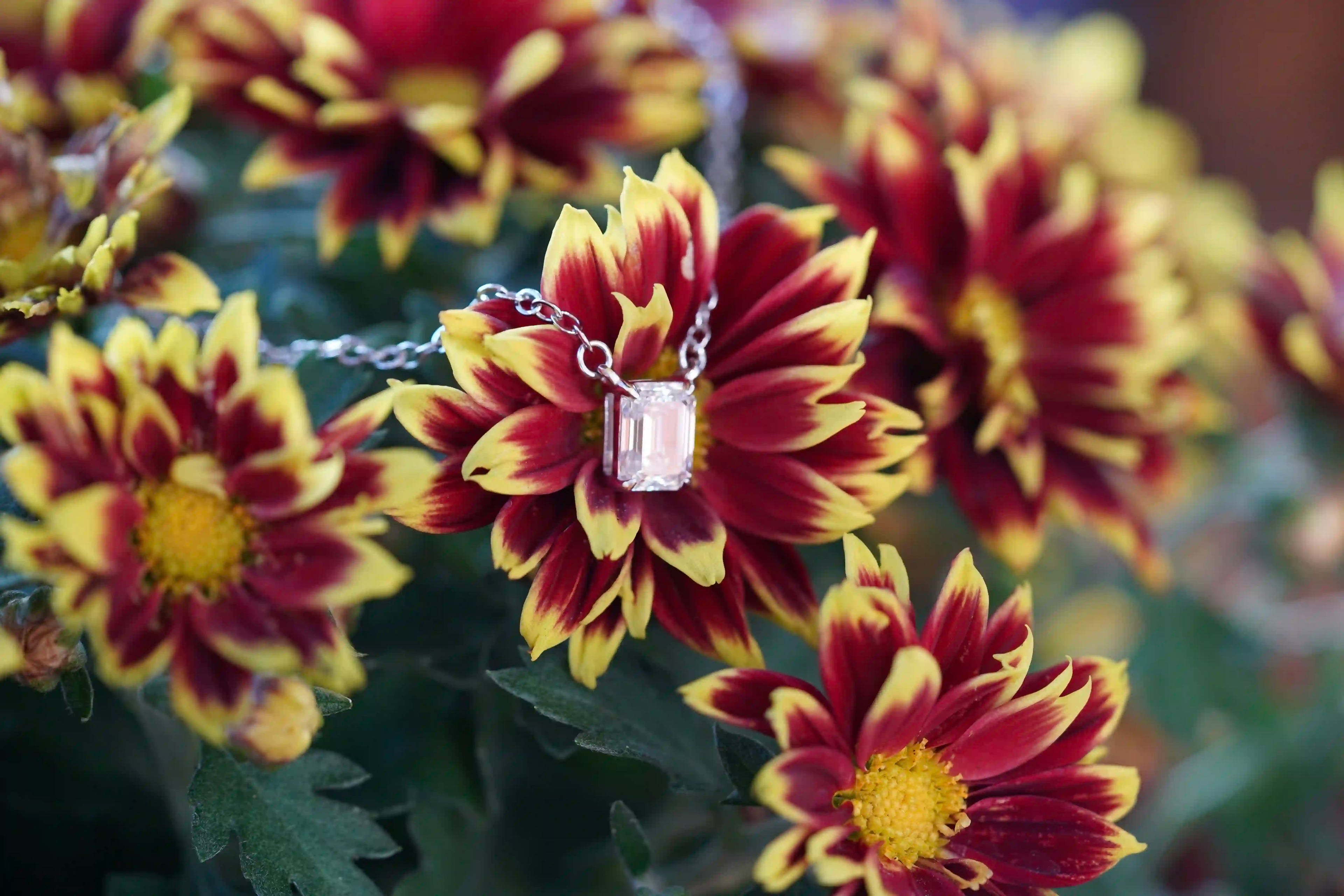 Moissanite Kette mit Moisnsaite Schmuck Anhänger im Smaragd Schliff gefasst in Sterling Silber