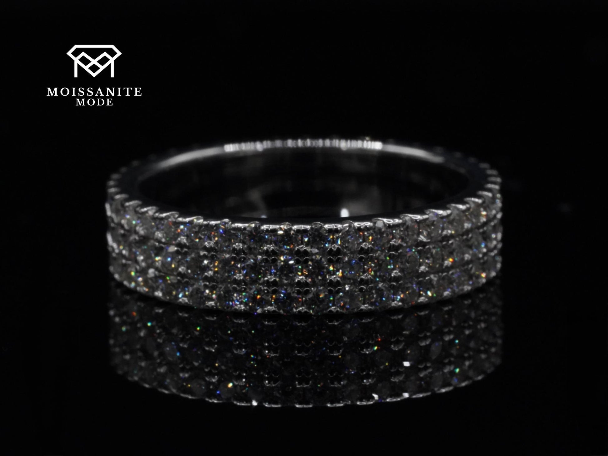 Iced Out Silber Moisanite Ring extem funkelnd mit kleinen Moissaniten Unisex