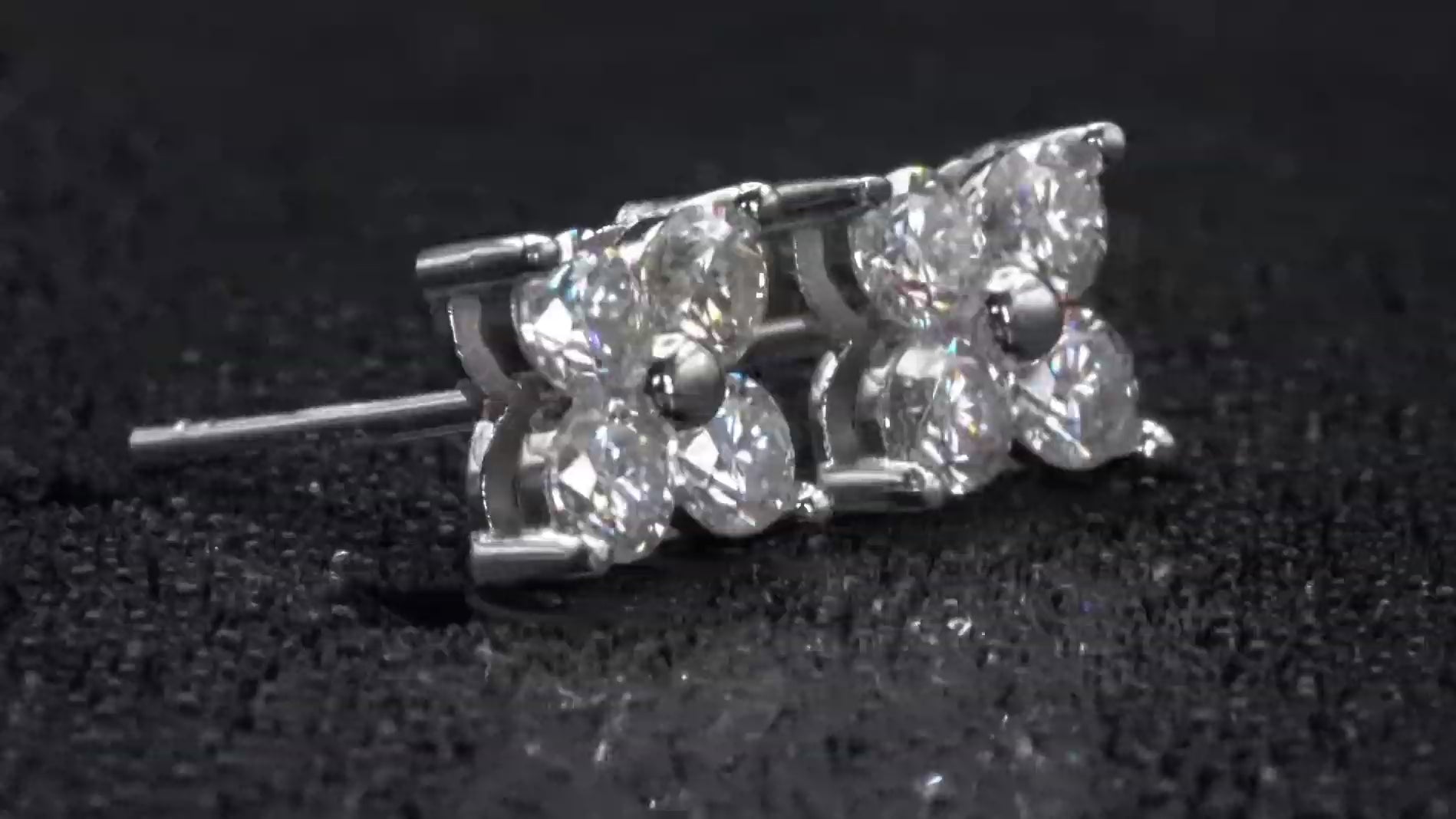 Video der Moissanit Ohrstecker – zeigt Schliff, Fassung und Lichtreflexion der vier Steine bei 0,8 ct