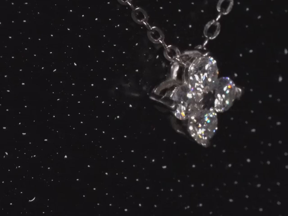 Moissanite Kette mit 4 Moissaniten in 3mm Brillant Schliff in Sterling Silber