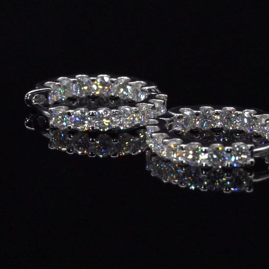 Drehende Glizende Moissanite Ohrringe aus Silber mit vielen großen Steinen